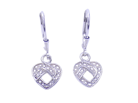Silver Knot Heart Earrings